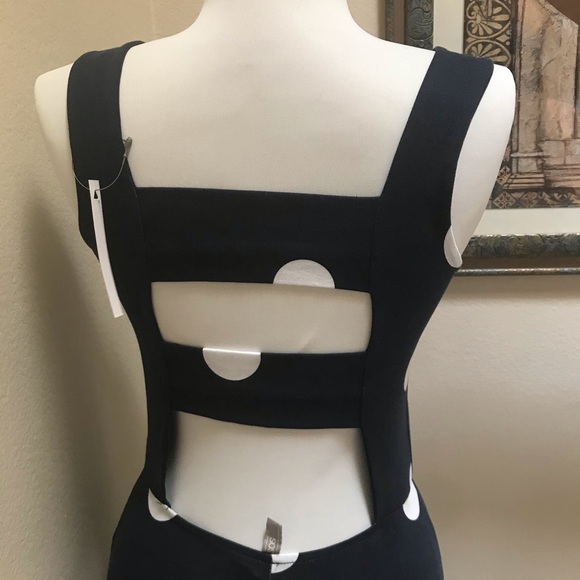 ASOS Polka Dot Midi Strap Back Bodycon Dress - Picture 7 of 16